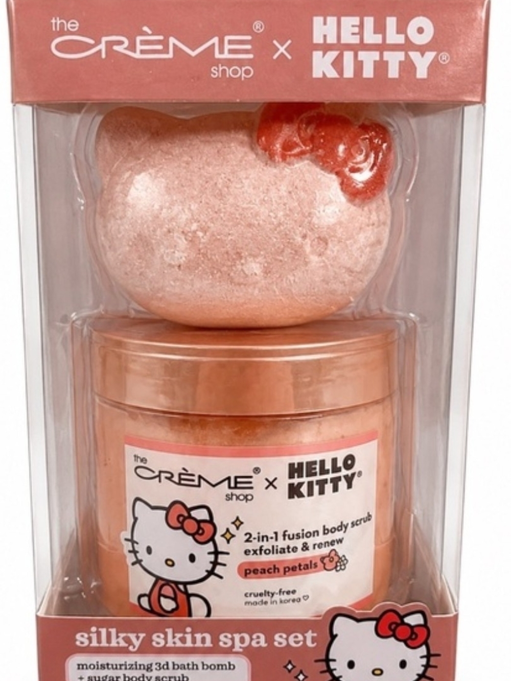 The Crème Shop x Hello Kitty Peach Body Scrub & Bath Bomb Set - Pink